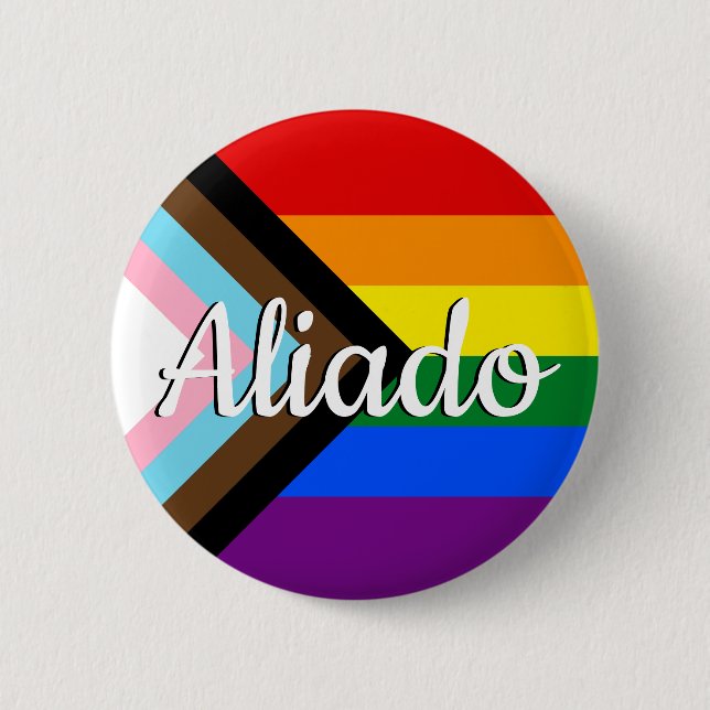 Allied | Progress Pride Flag 6 Cm Round Badge (Front)