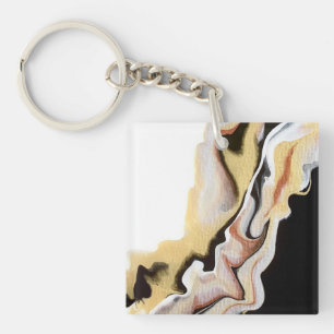 Alligare Abstract Gold Black White Fluid Art Key Ring