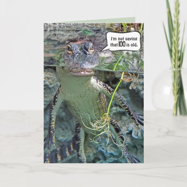 Alligator 100th Birthday Card (Front)