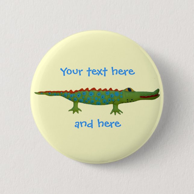 Alligator 6 Cm Round Badge (Front)