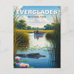 Alligator and Airboat Everglades National Park Postcard