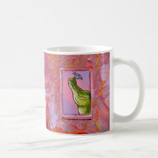 Alligator and bird balance of power fun unique art coffee mug