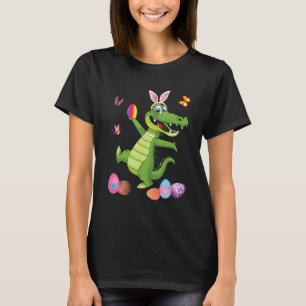 Alligator And Bunny Rabbit Hat Easter Eggs Happy D T-Shirt