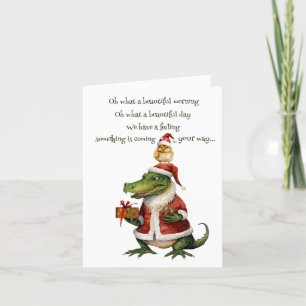 Alligator And Chicken Folded Holiday Card