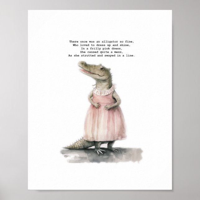 Alligator Art Print - "Alligator in Pink" (Front)