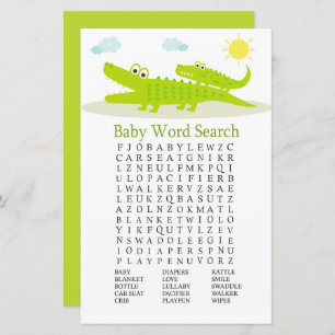 Alligator Baby Shower Word Search Game