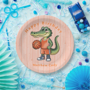 Alligator Basketball Birthday Party For Boys Paper Plate