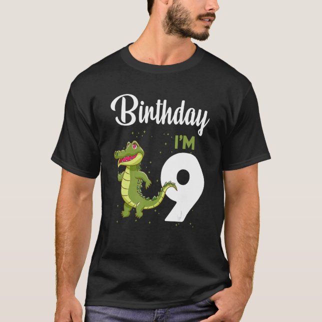Alligator Birthday 9 Year Old Rabbit  Kids Girls B T-Shirt (Front)