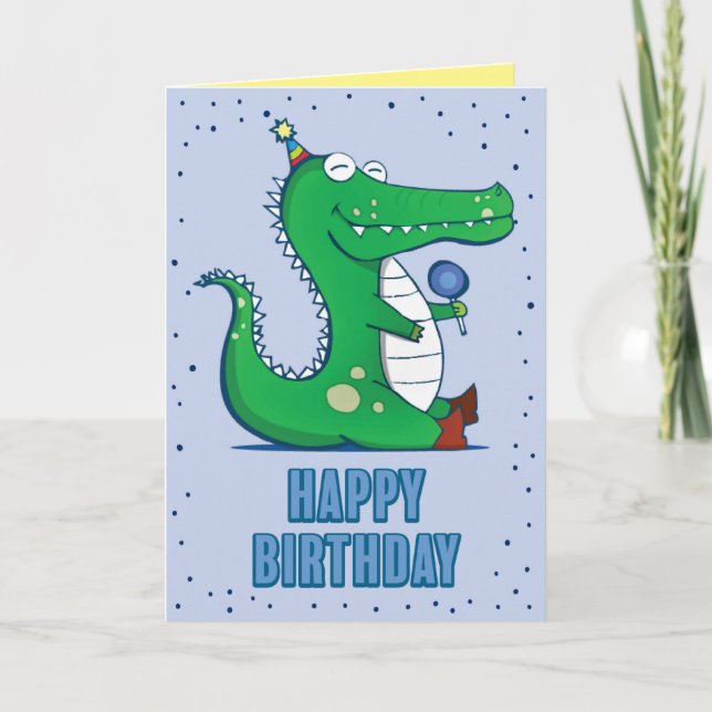 Alligator Birthday Greeting Card (Front)