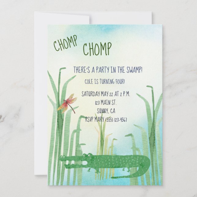 Alligator Birthday Invitation (Front)