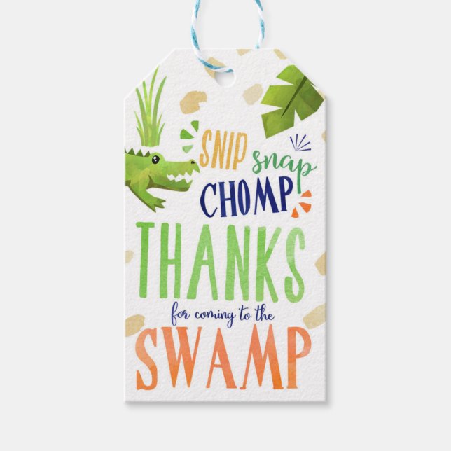 Alligator Birthday Party Favour Tags (Front)