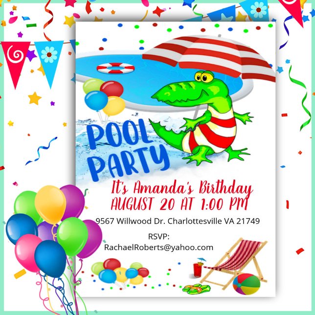 Alligator Birthday Party  Invitation (Creator Uploaded)