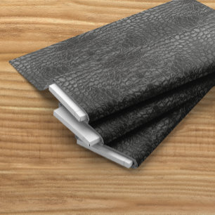 Alligator Black Faux Leather Fabric