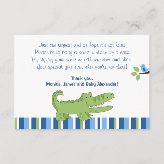 Alligator Blue/Green RSVP Enclosure Cards (Front)
