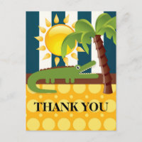 Alligator Blue Yellow Birthday Party Thank You