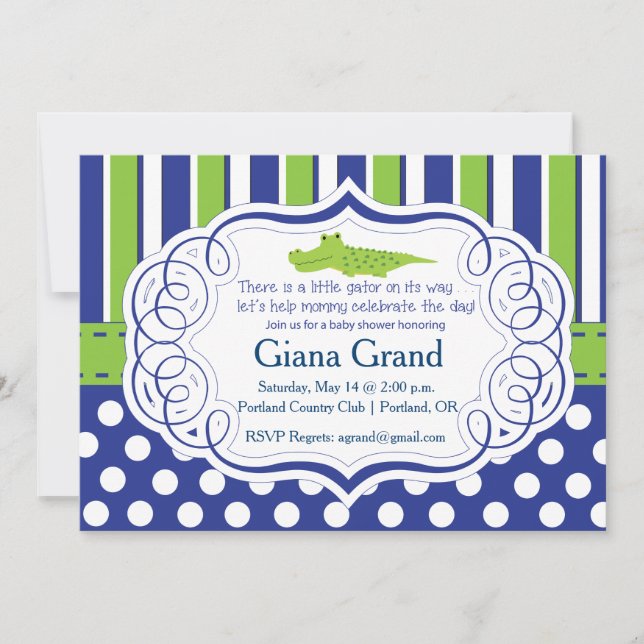 ALLIGATOR BOY BABY SHOWER INVITATION (Front)