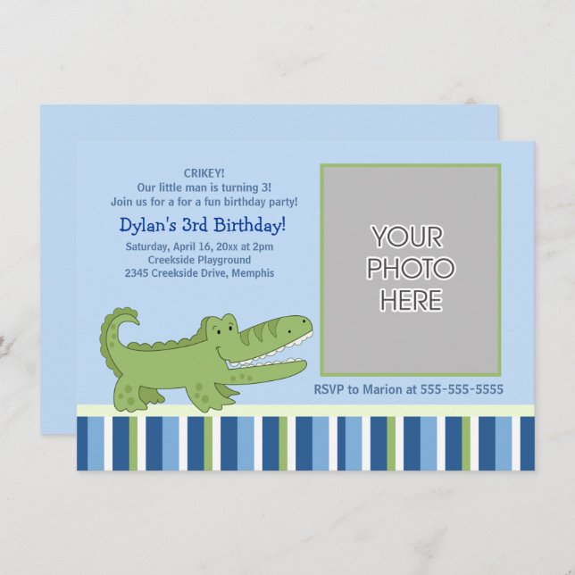 Alligator Boys Birthday Inviation Invitation (Front/Back)