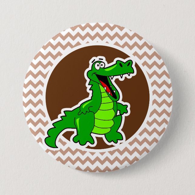 Alligator; Brown Chevron 7.5 Cm Round Badge (Front)