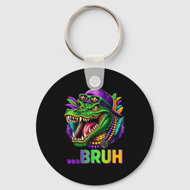 Alligator Bruh Mardi Gras Costume Men Women Kids  Key Ring (Front)