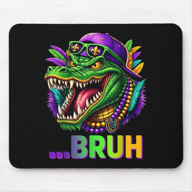 Alligator Bruh Mardi Gras Costume Men Women Kids  Mouse Pad (Front)