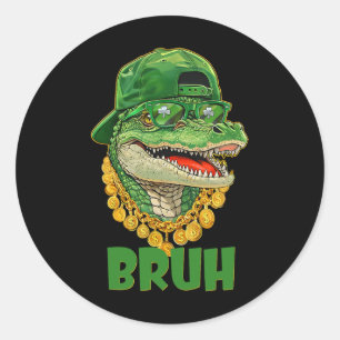 Alligator Bruh St Patricks Day Costume Teens Boys  Classic Round Sticker