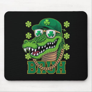 Alligator Bruh St Patricks Day Shamrock Irish Men  Mouse Pad