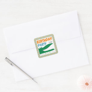 Alligator Chomp, Chevron Birthday Party Square Sticker
