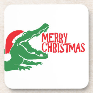 Alligator christmas cork coaster