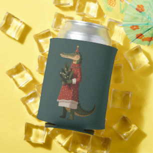 Alligator Christmas Crocodile Lover Holiday Funny  Can Cooler