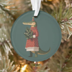 Alligator Christmas Crocodile Lover Holiday Funny Ornament
