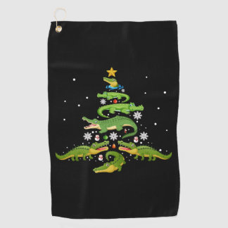 Alligator Christmas Tree Cute Xmas Lover Lights Golf Towel