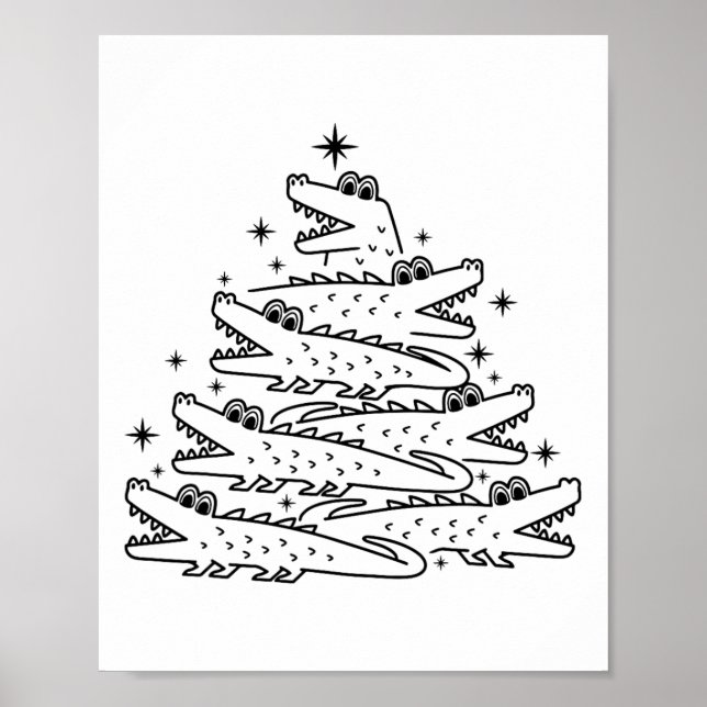 Alligator Christmas Tree Swea  Poster (Front)