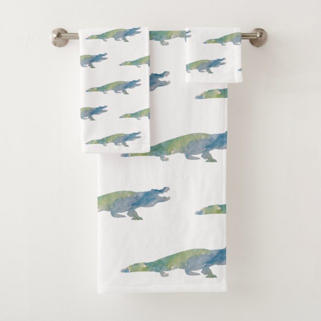 Alligator Coastal Beach Bath Towel Set (Insitu)