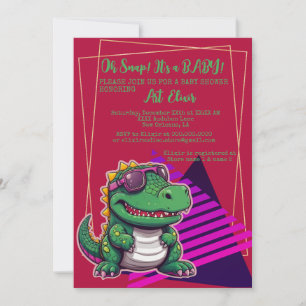 Alligator Cool Kawaii Retro Vibe  Invitation