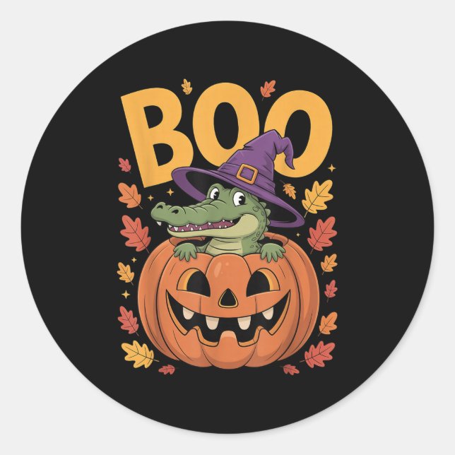 Alligator Costume On Pumpkin Halloween Alligator  Classic Round Sticker (Front)