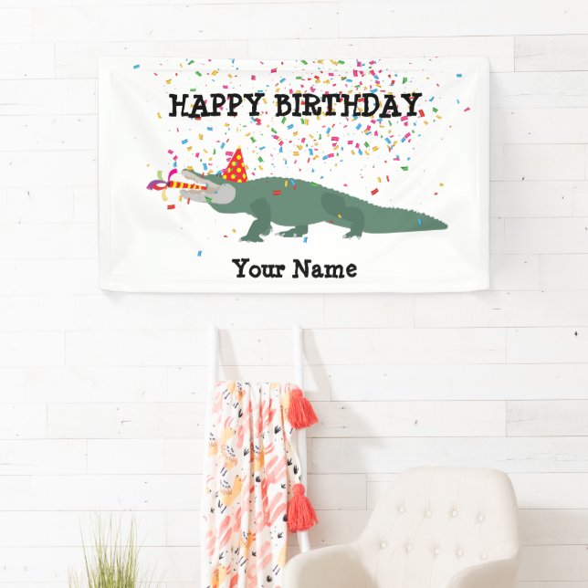 Alligator Crocodile - Animals Birthday Party Banner (Insitu)