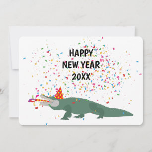 Alligator Crocodile - Animals Happy New Year Holiday Card