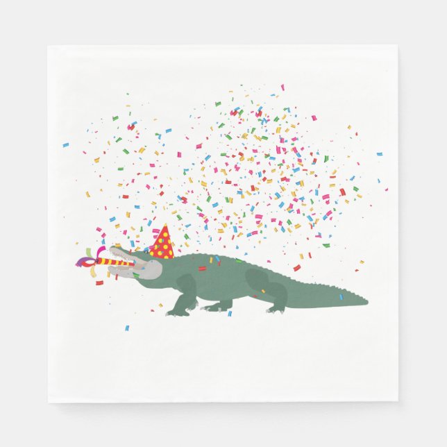 Alligator Crocodile - Animals Having a Party  Napkin (Front)