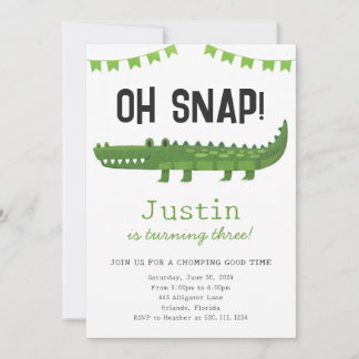 Alligator Crocodile Birthday Party Invitation