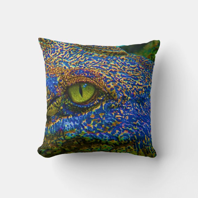 Alligator Crocodile Colourful Eye Editable! Cushion (Front)