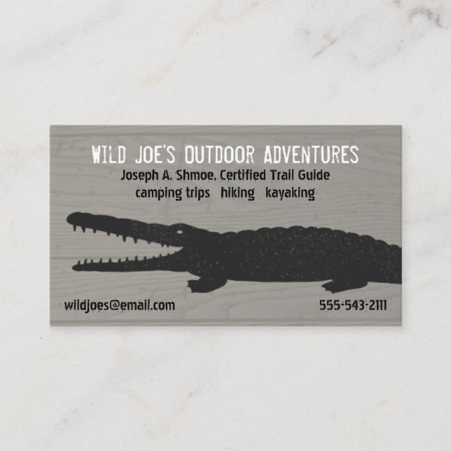 Alligator | Crocodile on Wood Style Business Card (Front)