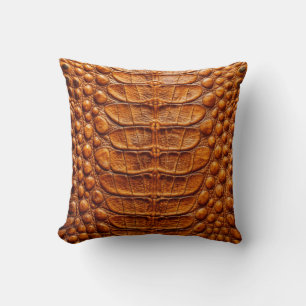 Alligator Crocodile Skin Faux Copper color Cushion