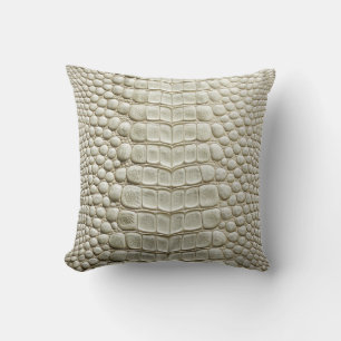 Alligator Crocodile Skin Faux Pearl White Leather  Cushion