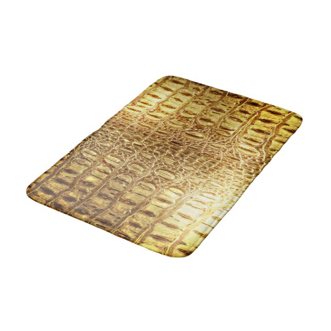 Alligator/Crocodile Skin Shiny Gold Bath Mat (Angled)