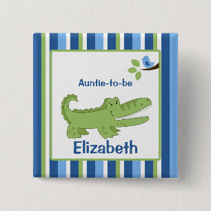 Alligator Customised name tag Button Blue/Green