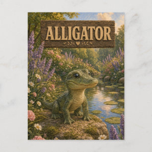 Alligator Cute Baby Storybook Nursery Animal Postcard