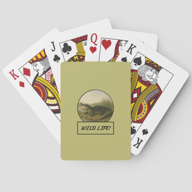 Alligator Dark Khaki Classic Playing Cards (Back)