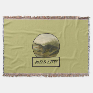 Alligator Dark Khaki Throw Blanket