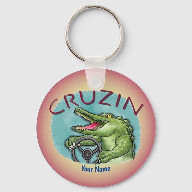 Alligator Driving Car  Key Ring (Front)