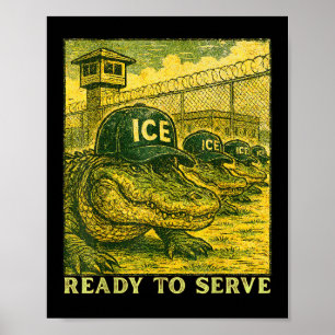 Alligator Everglades Florida Ice Parody Funny Retr Poster